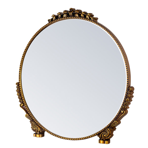 House of Hampton® Euri Round Antique Gold Wall Mirror Wayfair